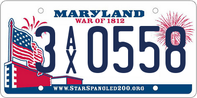 MD license plate 3AX0558