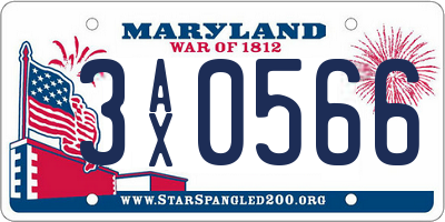 MD license plate 3AX0566