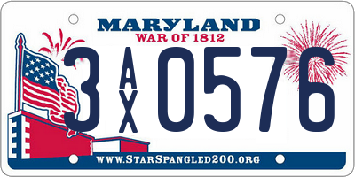 MD license plate 3AX0576