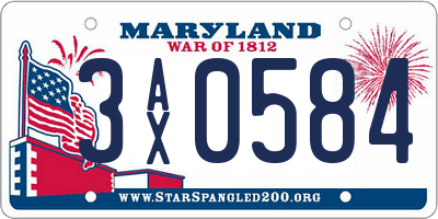 MD license plate 3AX0584