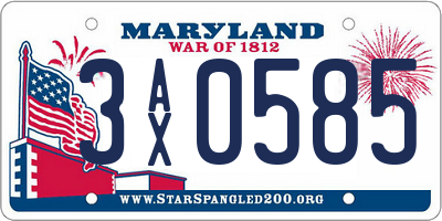 MD license plate 3AX0585