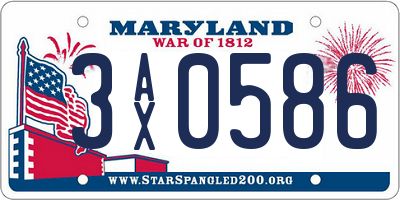 MD license plate 3AX0586