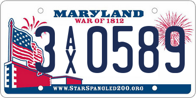 MD license plate 3AX0589