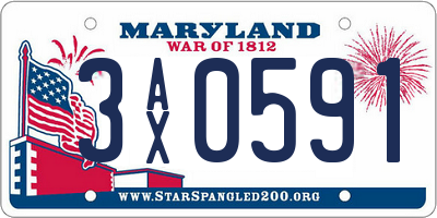 MD license plate 3AX0591
