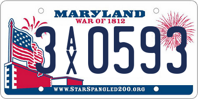 MD license plate 3AX0593