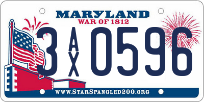 MD license plate 3AX0596