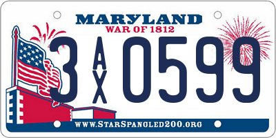 MD license plate 3AX0599