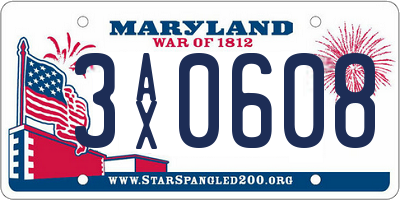 MD license plate 3AX0608