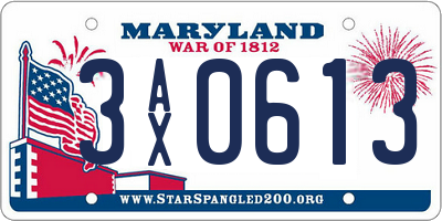 MD license plate 3AX0613