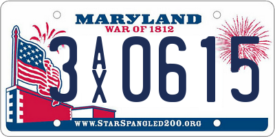 MD license plate 3AX0615