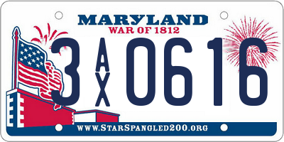 MD license plate 3AX0616