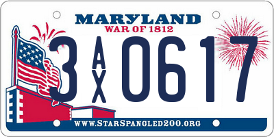 MD license plate 3AX0617