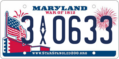 MD license plate 3AX0633