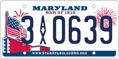 MD license plate 3AX0639