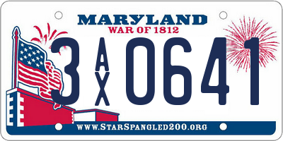 MD license plate 3AX0641