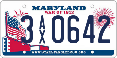 MD license plate 3AX0642