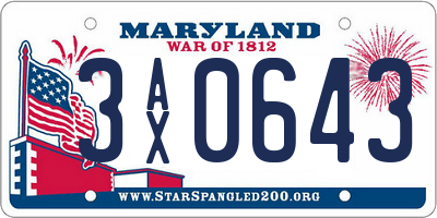 MD license plate 3AX0643