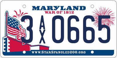 MD license plate 3AX0665