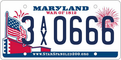 MD license plate 3AX0666