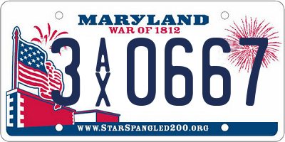 MD license plate 3AX0667