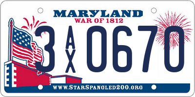 MD license plate 3AX0670