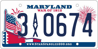 MD license plate 3AX0674
