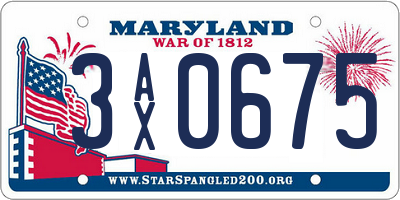 MD license plate 3AX0675