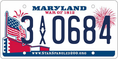 MD license plate 3AX0684