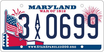 MD license plate 3AX0699
