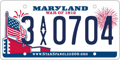 MD license plate 3AX0704