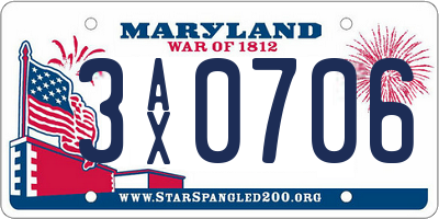 MD license plate 3AX0706