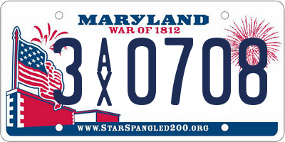 MD license plate 3AX0708