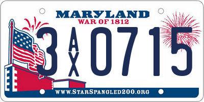 MD license plate 3AX0715