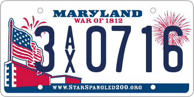 MD license plate 3AX0716