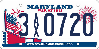 MD license plate 3AX0720