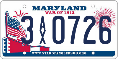MD license plate 3AX0726