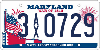 MD license plate 3AX0729