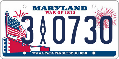 MD license plate 3AX0730