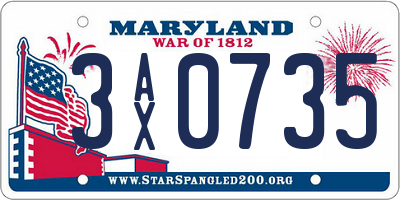 MD license plate 3AX0735