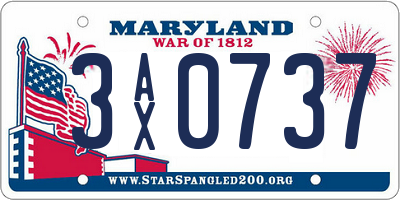 MD license plate 3AX0737