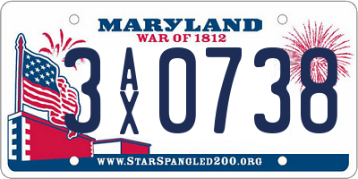 MD license plate 3AX0738
