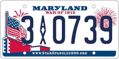 MD license plate 3AX0739