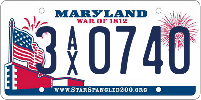 MD license plate 3AX0740