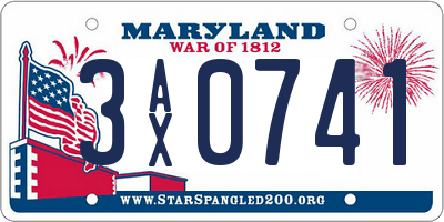 MD license plate 3AX0741