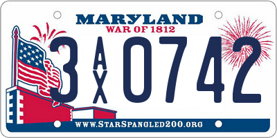 MD license plate 3AX0742