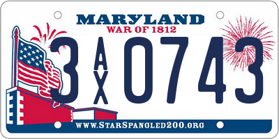 MD license plate 3AX0743
