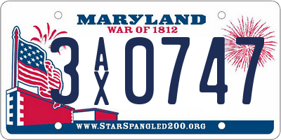 MD license plate 3AX0747