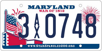 MD license plate 3AX0748