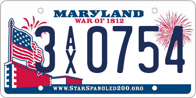 MD license plate 3AX0754