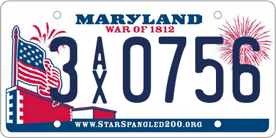 MD license plate 3AX0756